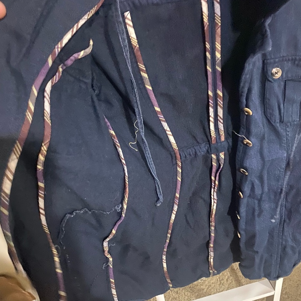 CAbi Tunic Jacket Womens XS Blue Denim 100% Cotton Chambray Button Front - Picture 3 of 6